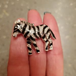 Striking Judith Jack SS Zebra Brooch